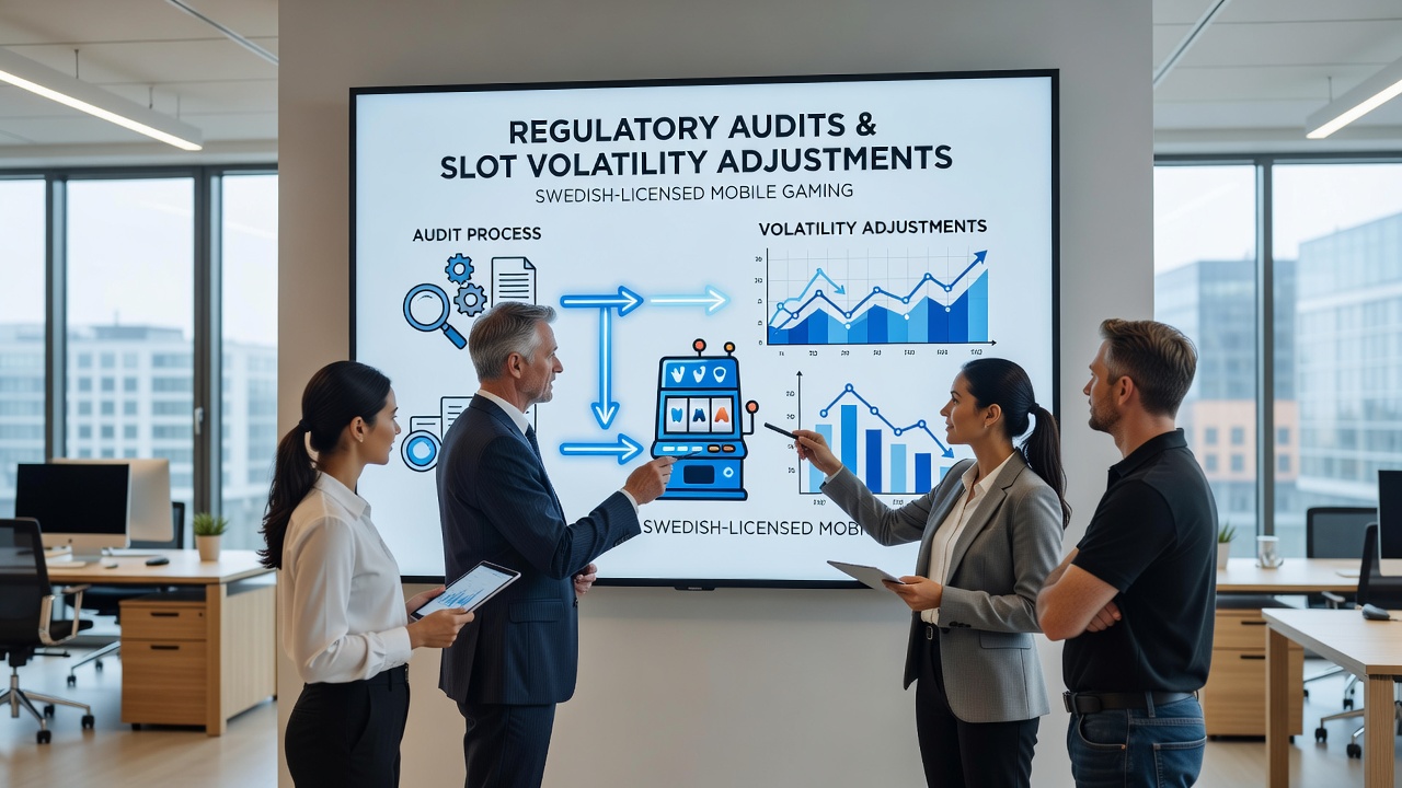 Mobile slot interface displaying volatility settings during compliance review